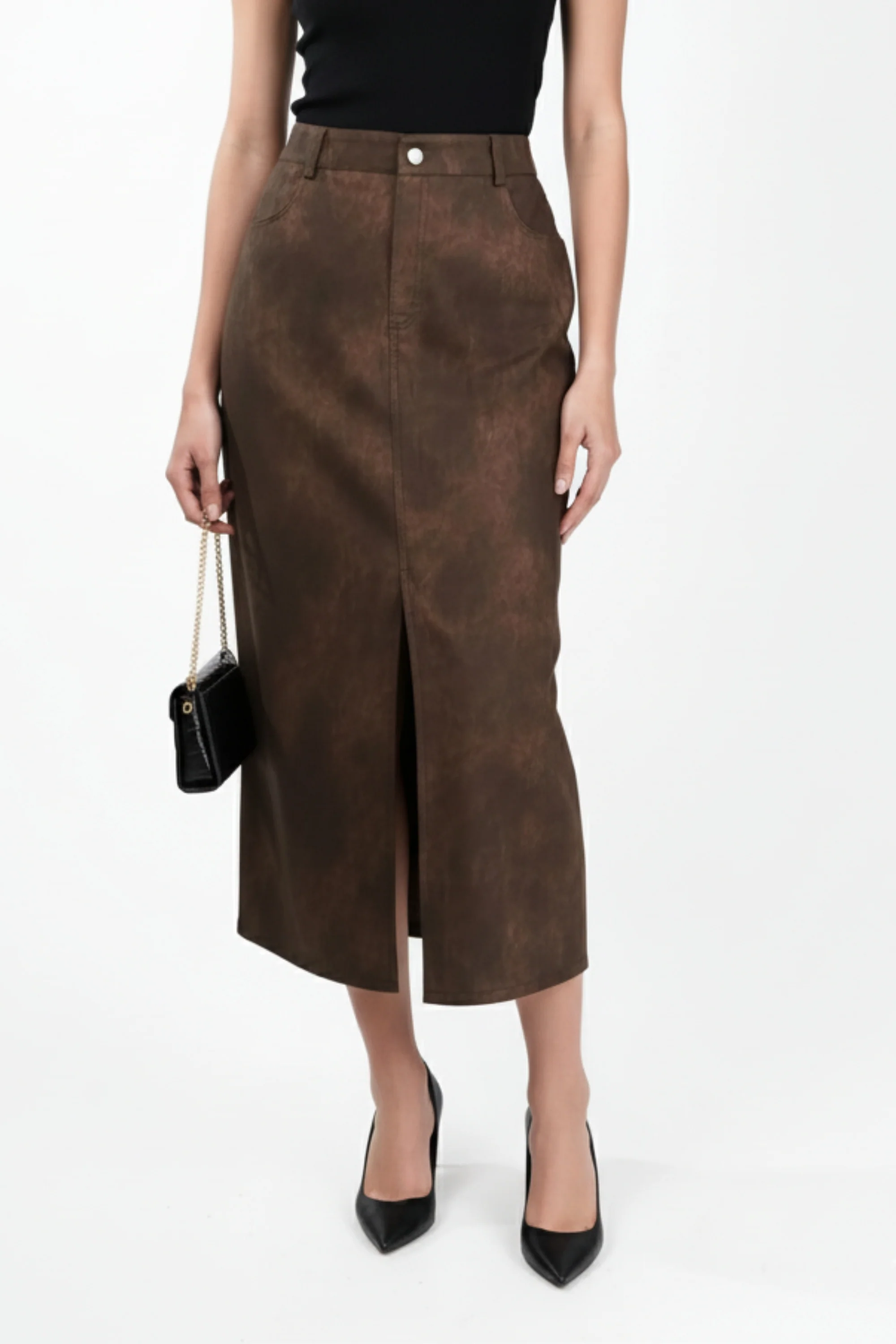 Autumn Tan Leather Skirt