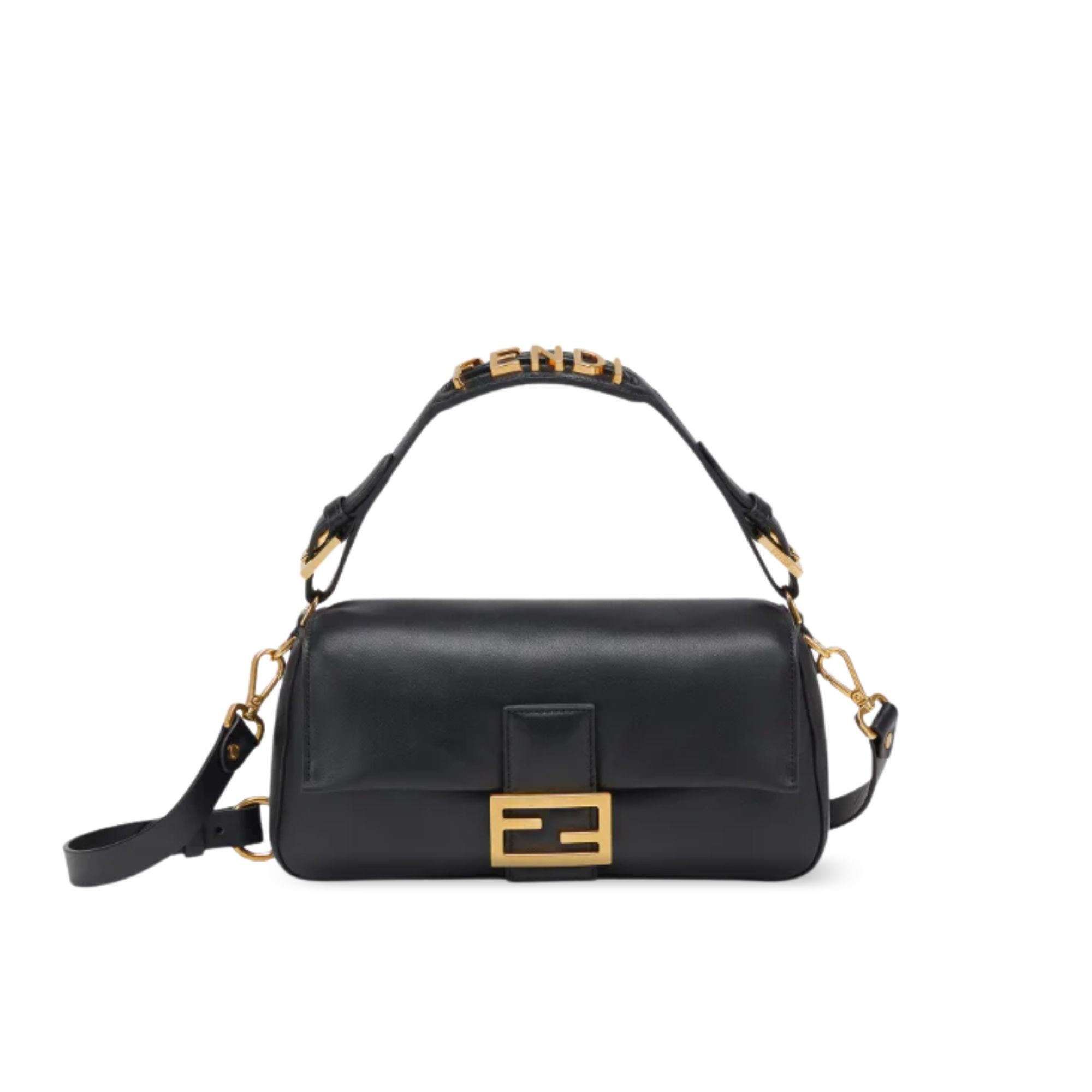 Fendi Baguette Bag Black Leather 25Cm/ 9.8 in
