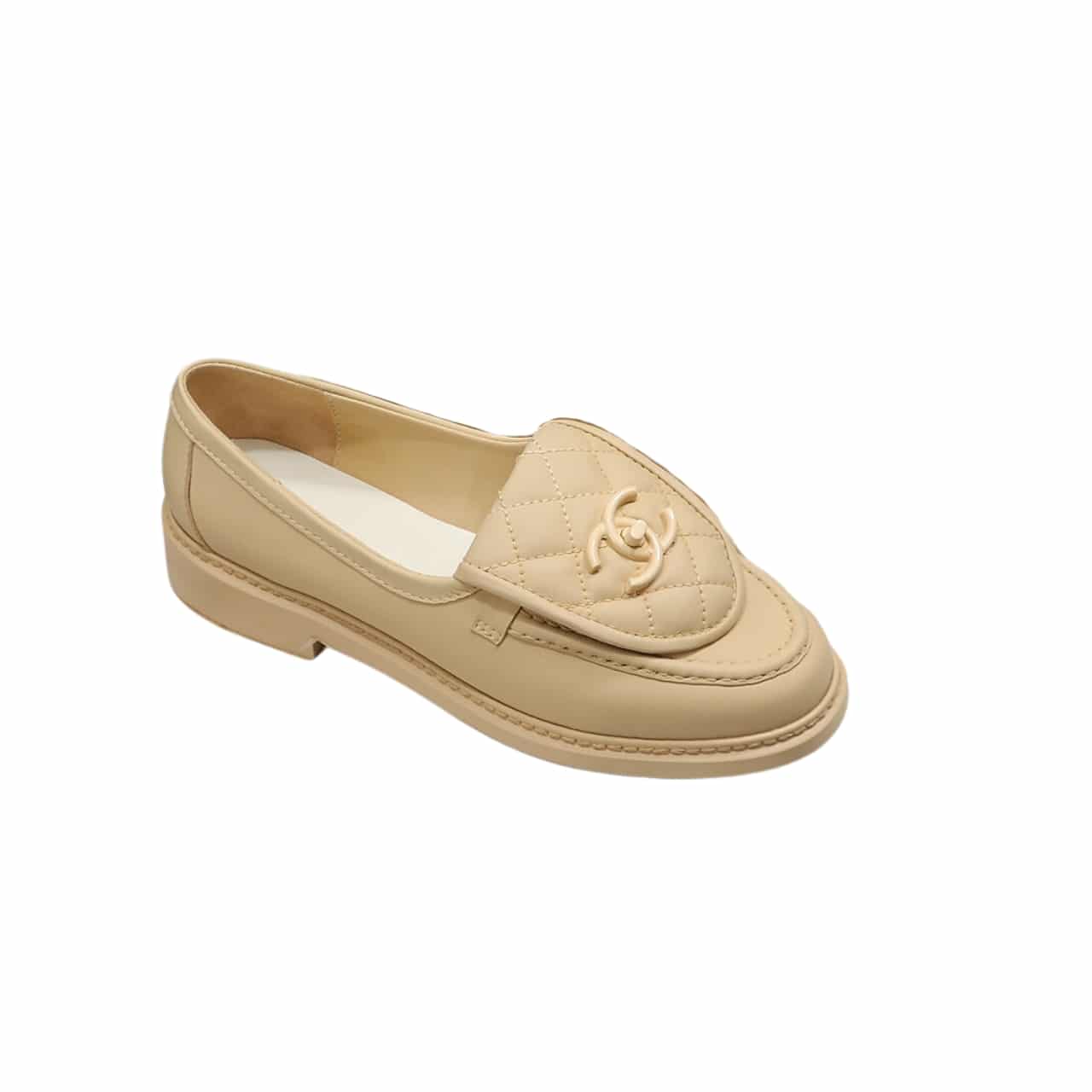 Chanel Cc Nib Turnlock Moccasins Flat Loafers Light Yellow G45474 B15482 Nt966