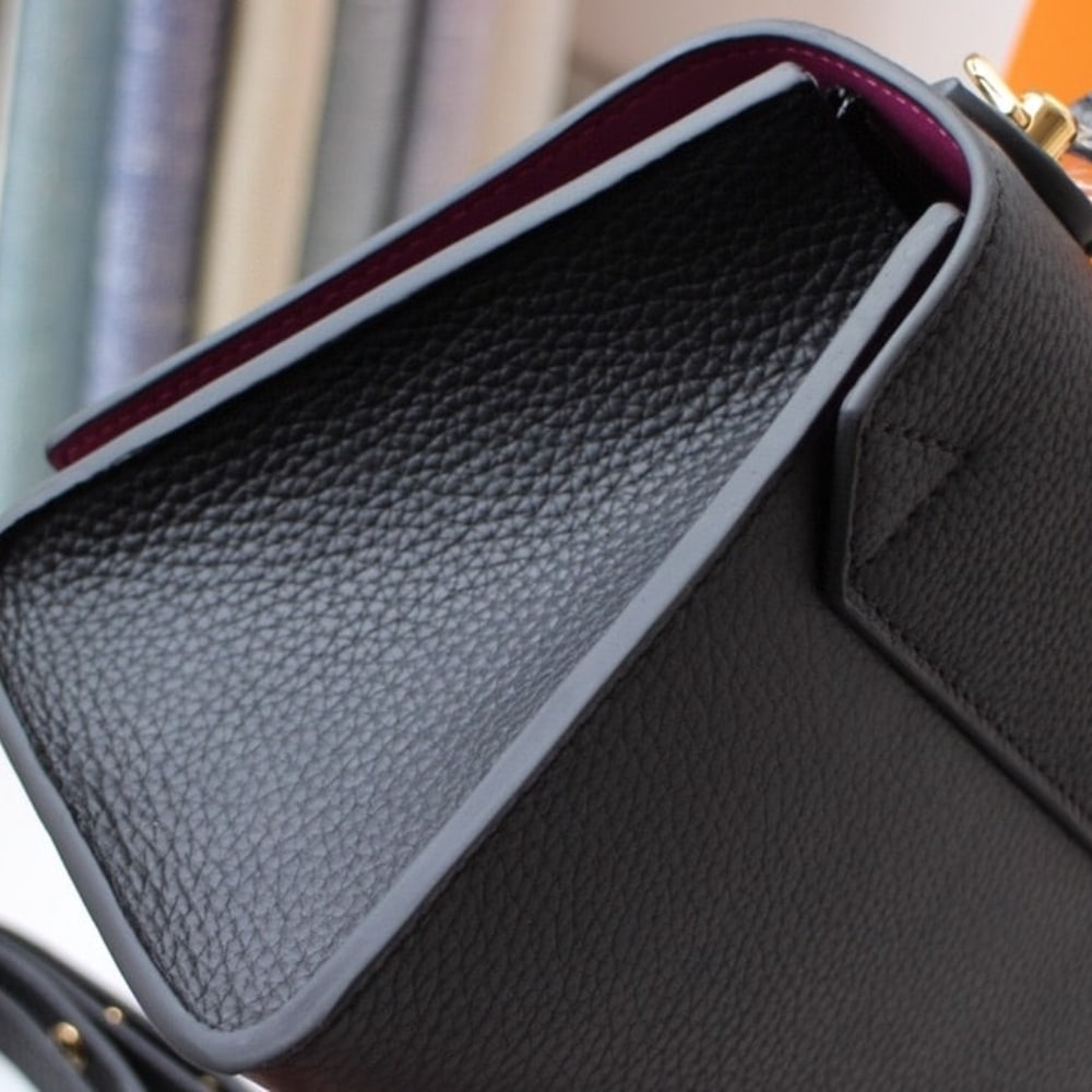 Louis Vuitton Twist PM Grained Leather Top Handle Bag Black 25Cm M57093