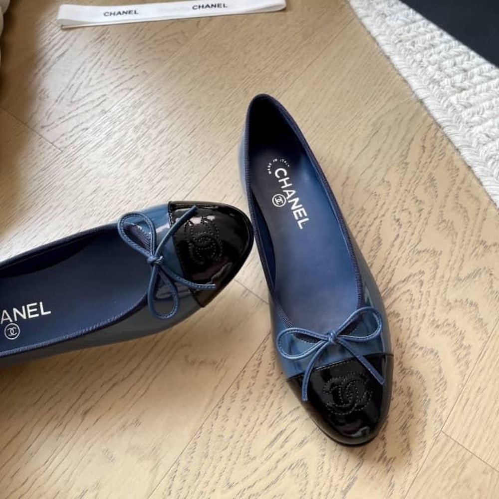 Chanel Ballet Flats Navy Blue G02819 B19028 Nacis