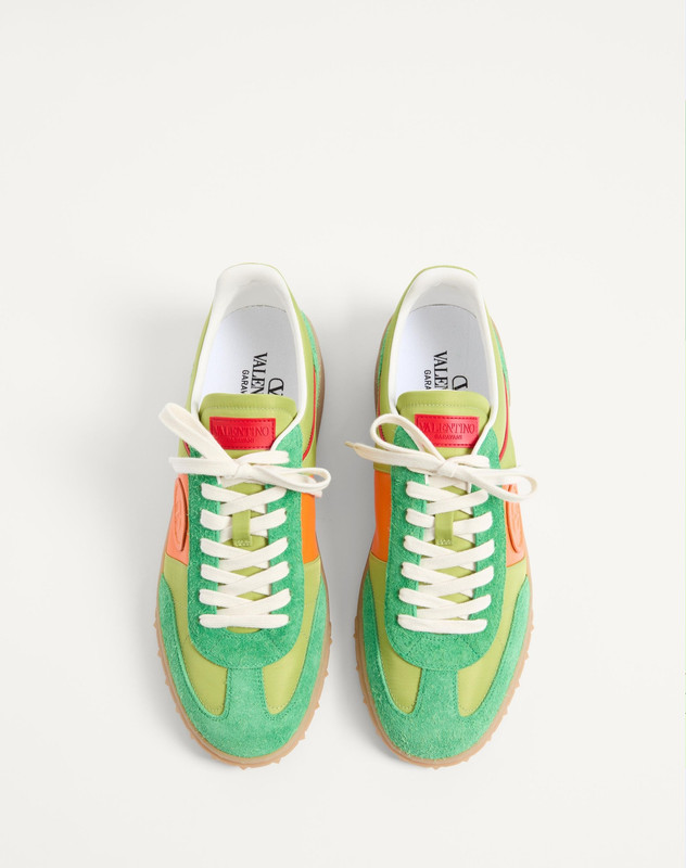 VALENTINO UPVILLAGE LOW TOP SNEAKER IN CRUST LEATHER AND NYLON