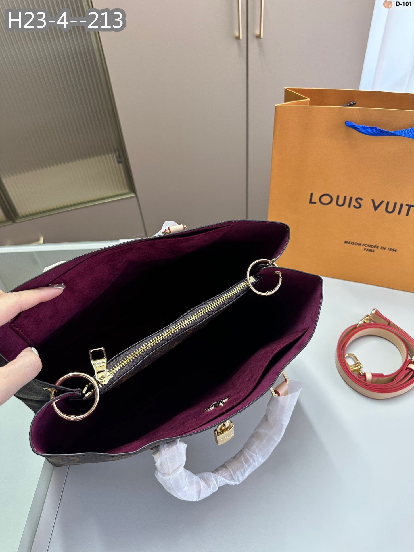 Louis Vuitton Flower Tote Bag 34Cm Brown With Line Beige M43551