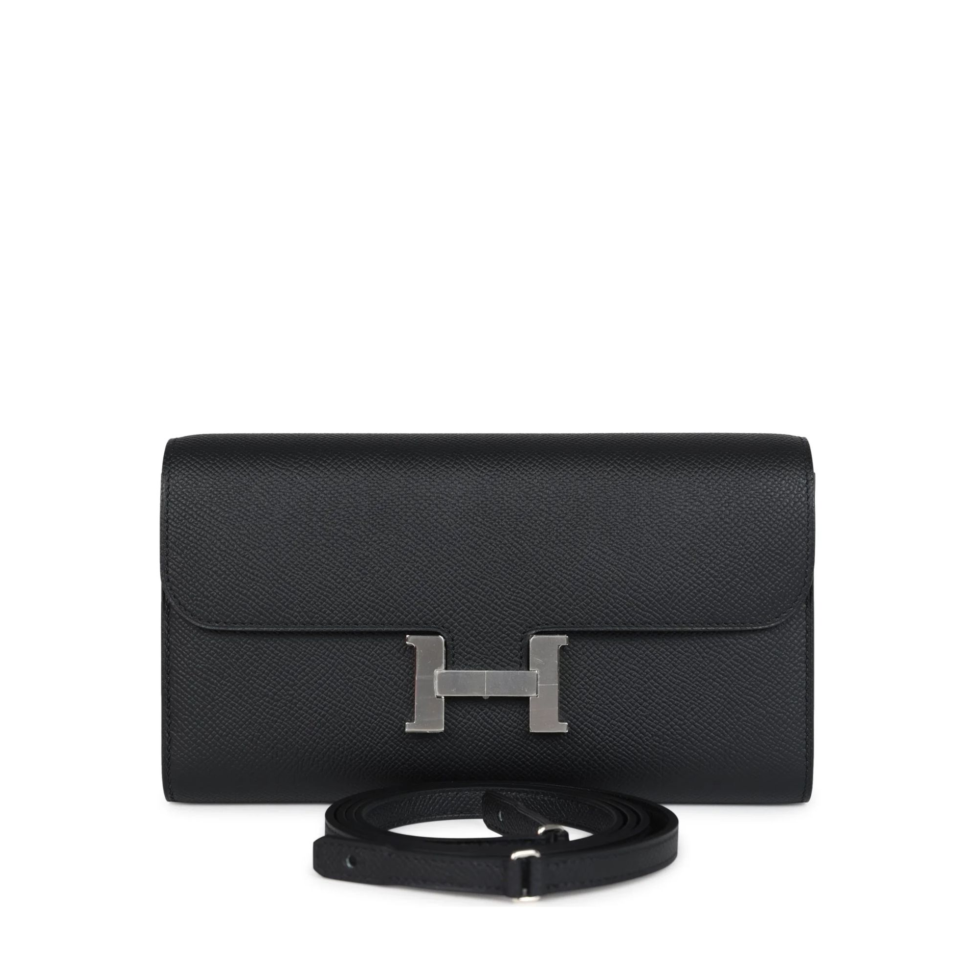 Hermes Constance Wallet Epsom Leather Palladium Hardware In Black 20cm