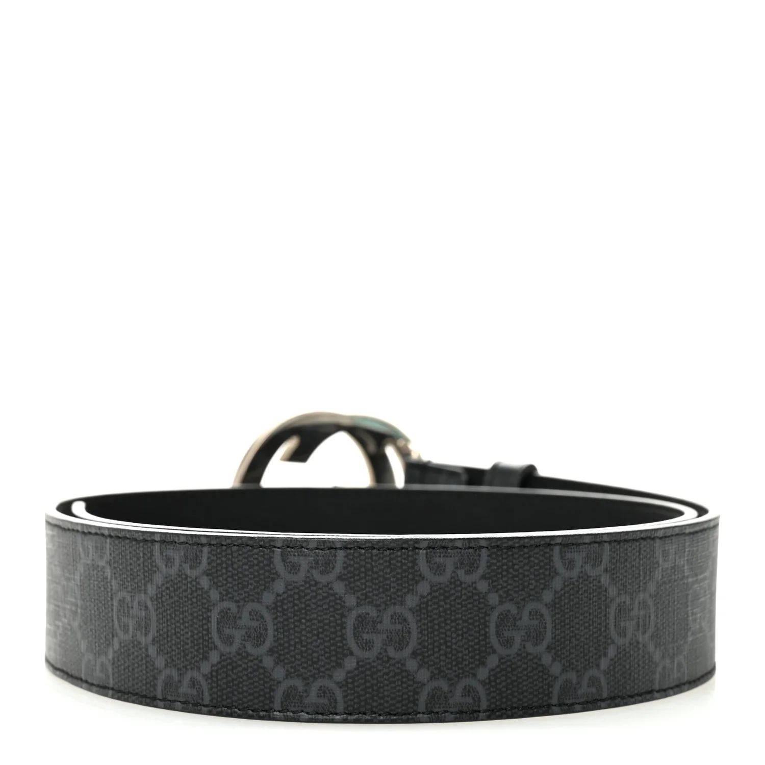 GG Supreme Monogram Selleria Calfskin Interlocking G 40mm Belt 80 32 Black Grey