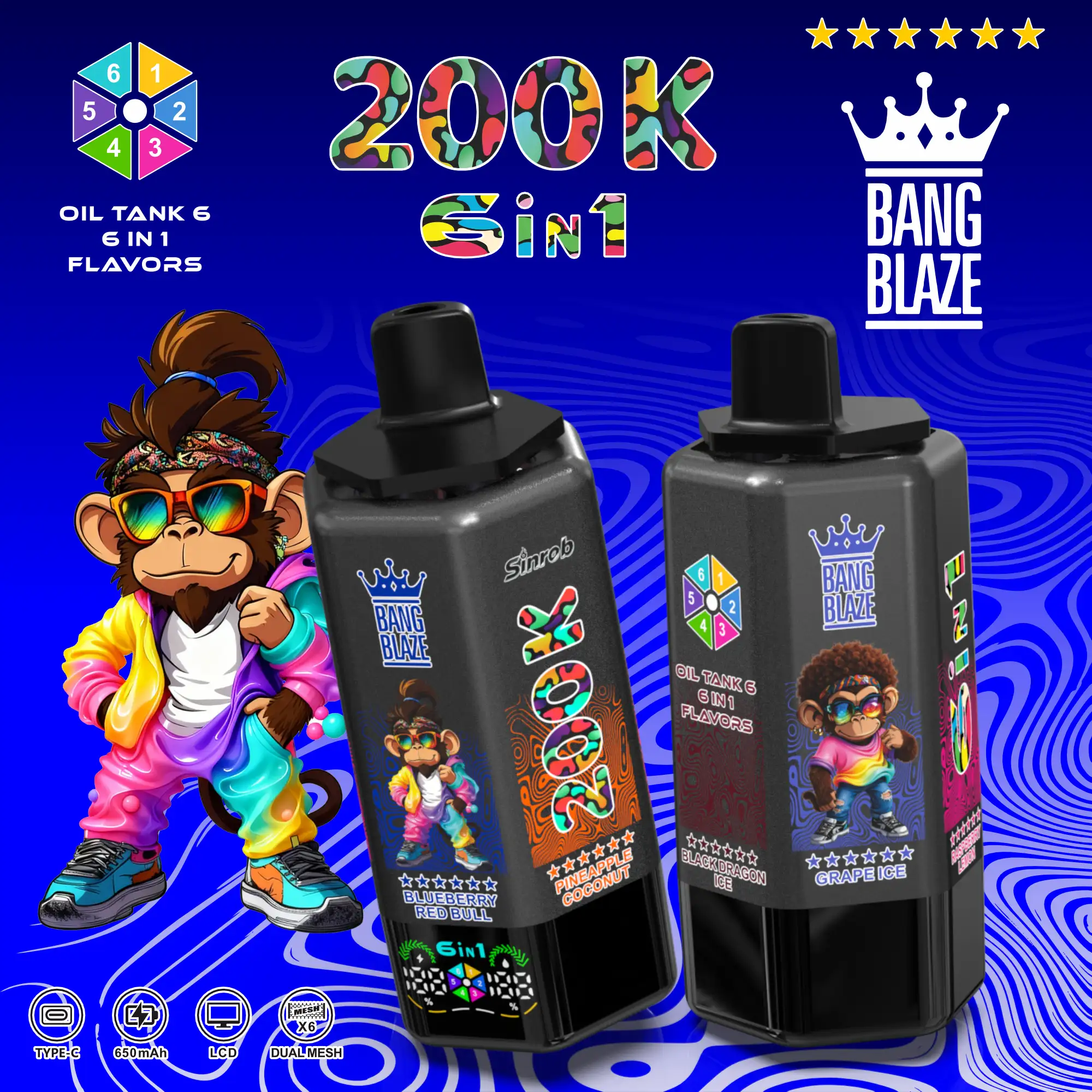 Bang Blaze 200K 6-in-1 Disposable Vape