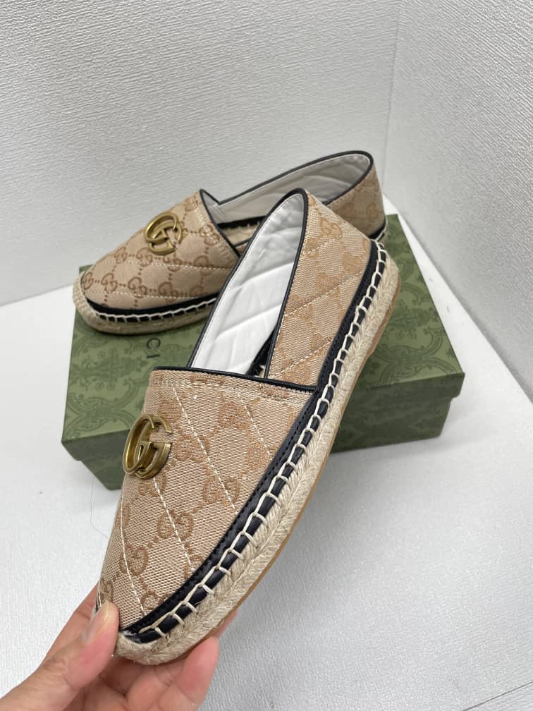 Gucci Women’S Matelass? Canvas Espadrille Beige 621239 Kqwm0 9765