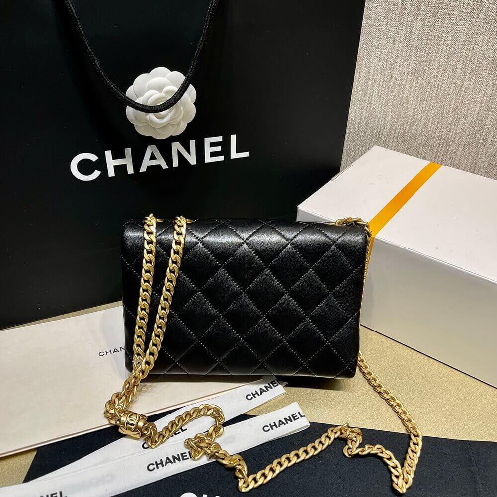 Chanel 22K Gold Pillar Adjustable Chain Flap Bag 22cm