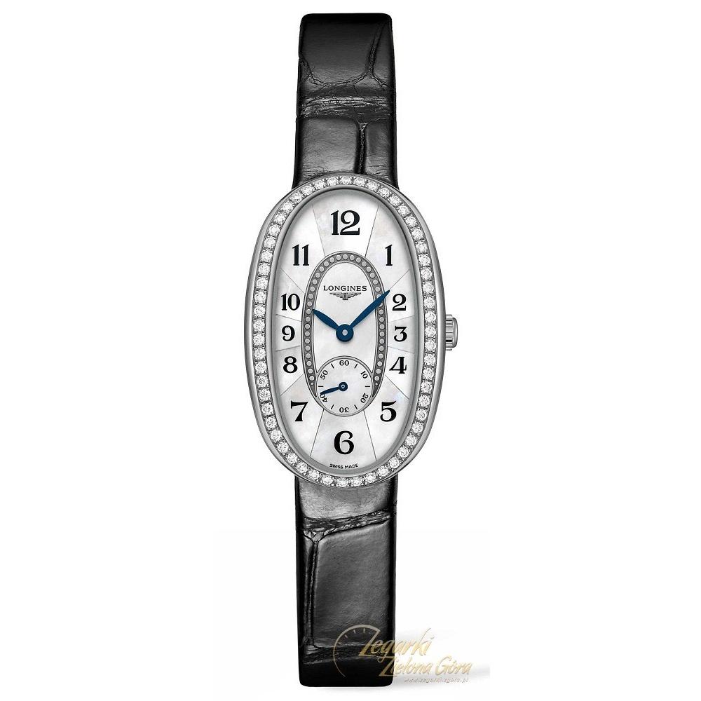 【Super Clone】Longines Women's L23060830 Symphonette Diamond Black Leather Watch