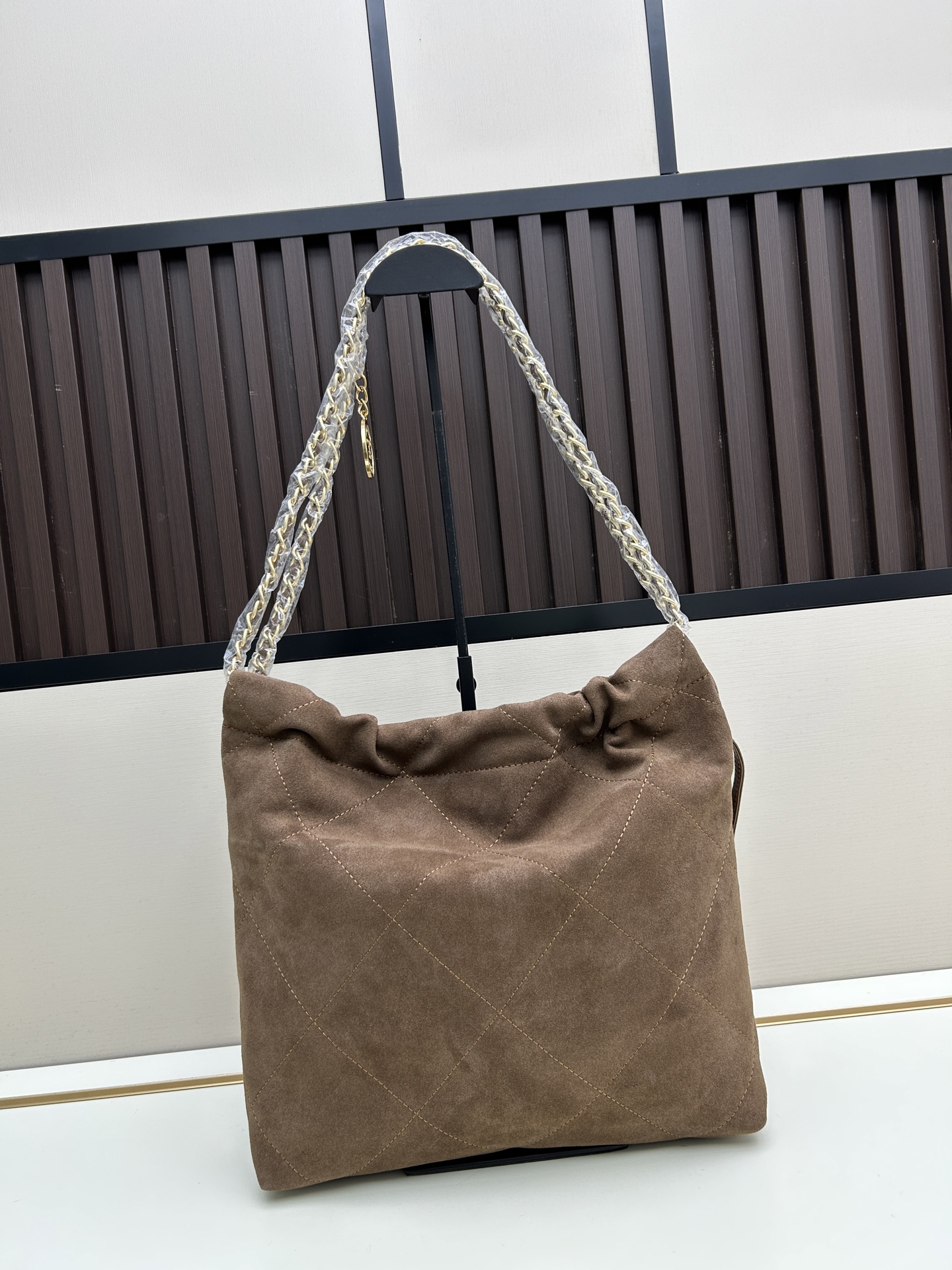 Chanel 22 Bag in Suede with Gold-Tone Hardware