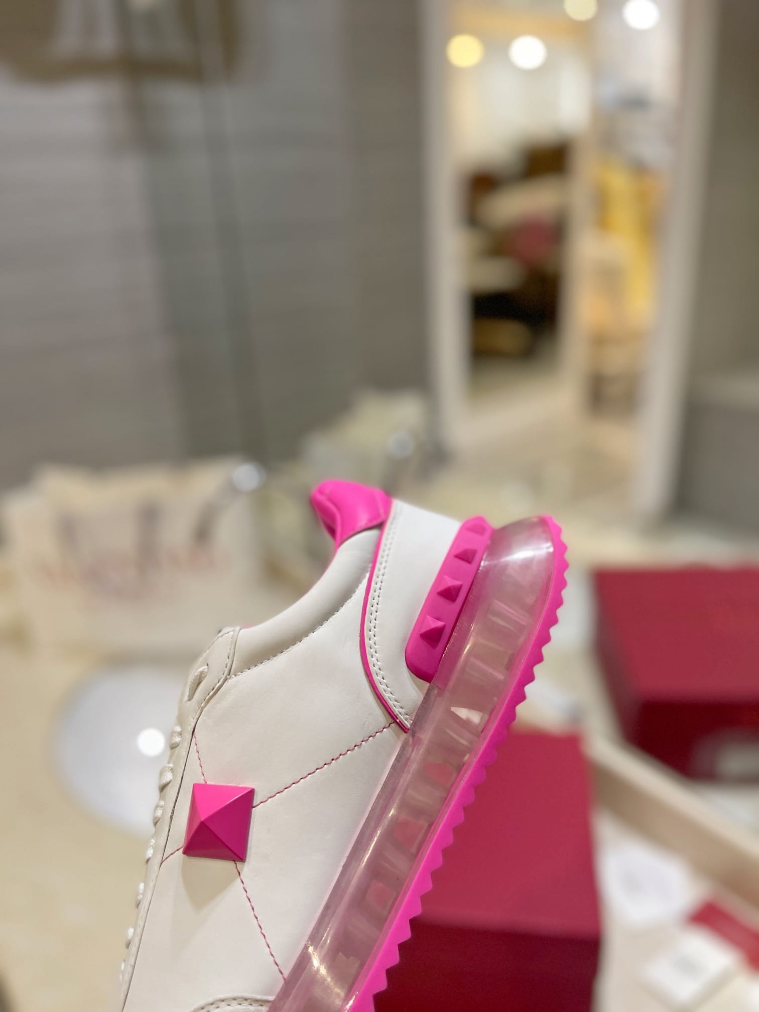 Valentino Garavani Stud Around Low Top Calfskin And Nappa Leather Sneaker Pink