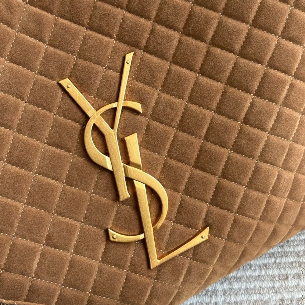 Saint Laurent Large Tote Bag In Suede Brown 36cm