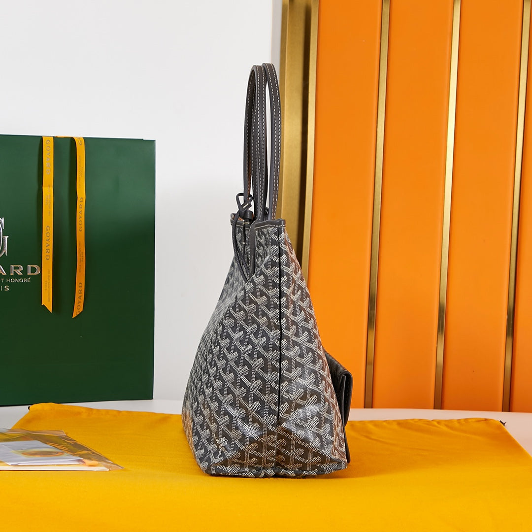 Goyard Saint Louis Pm 34Cm Grey Canvas Chevroches Calfskin