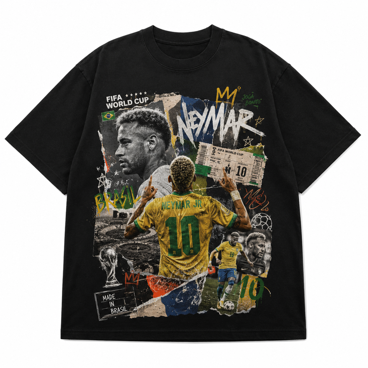 Neymar World Cup Printed T-Shirt  Unisex Loose Fit T-Shirt 100% Cotton Soft Comfortable Summer Casual Printed Top