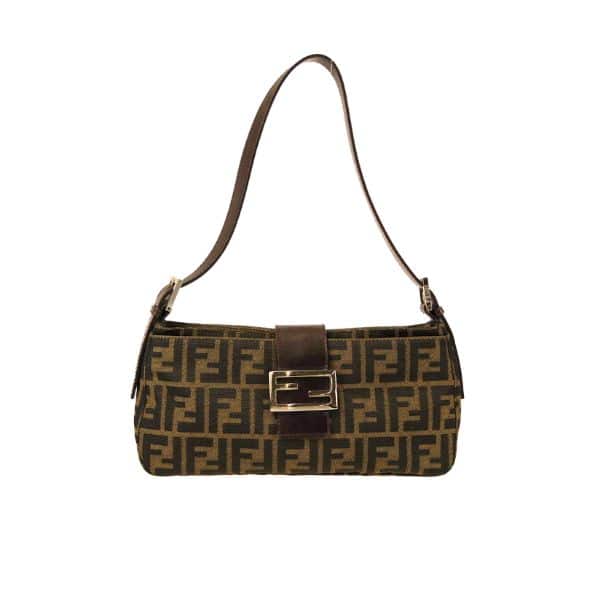 Fendi Zucca Handbag Brown 24Cm