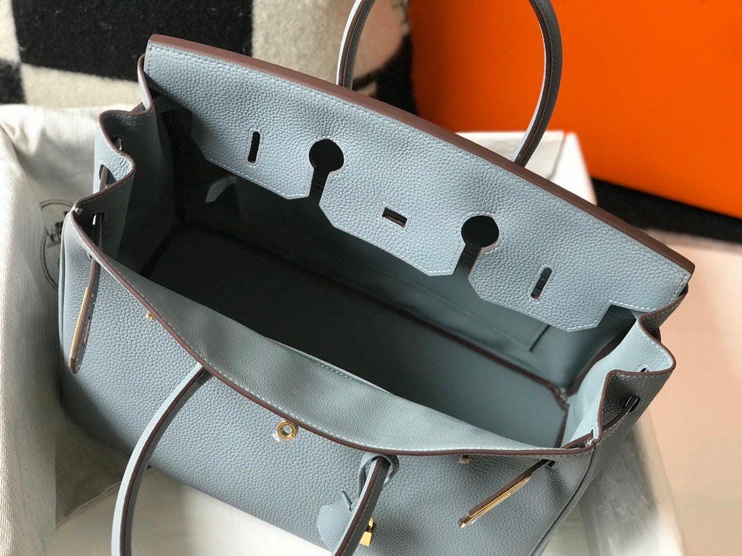 Hermes Birkin 35Cm Sky Blue Togo Leather Gold Hardware