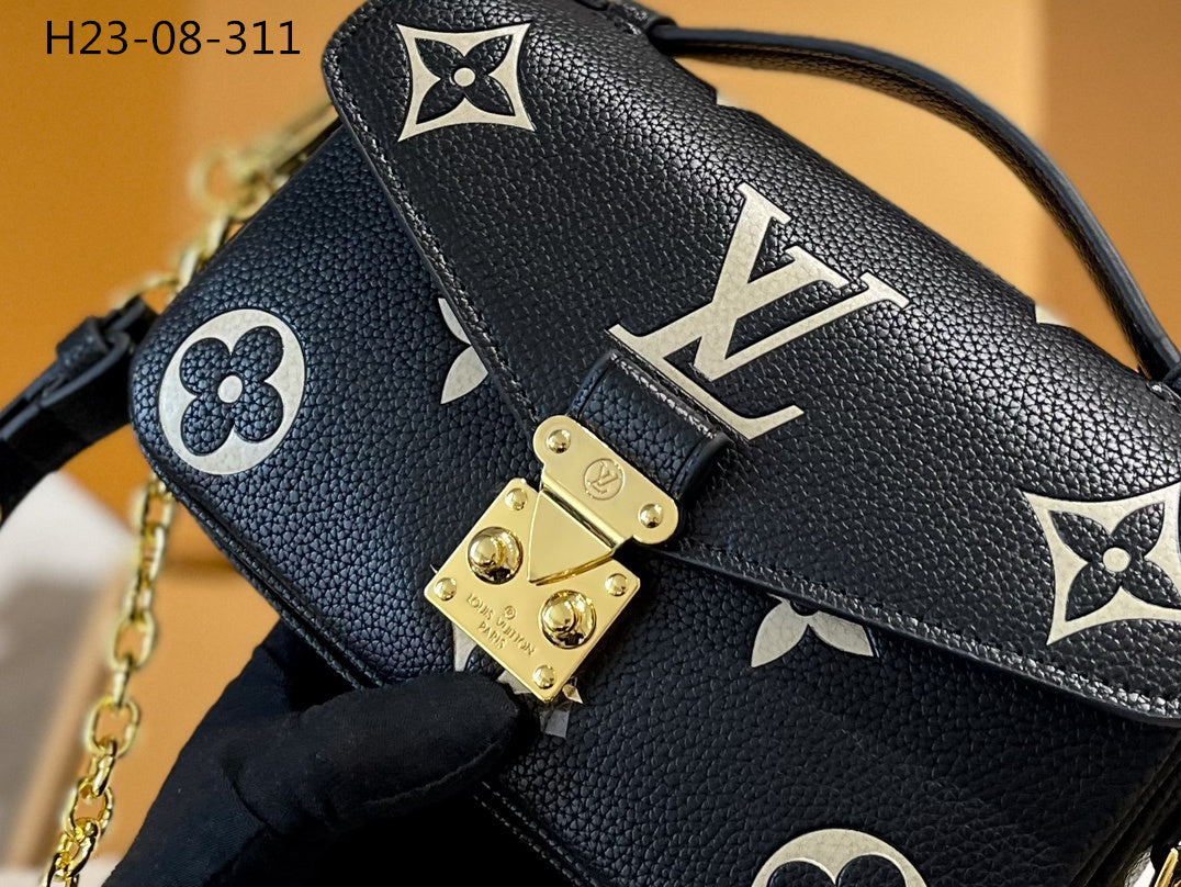 Louis Vuitton Pochette M Tis East West Bag Black Beige 21Cm M46596