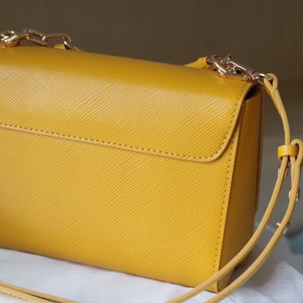 Louis Vuitton Twist Mm Cowhide Leather Handbag Sunflower Yellow 23Cm