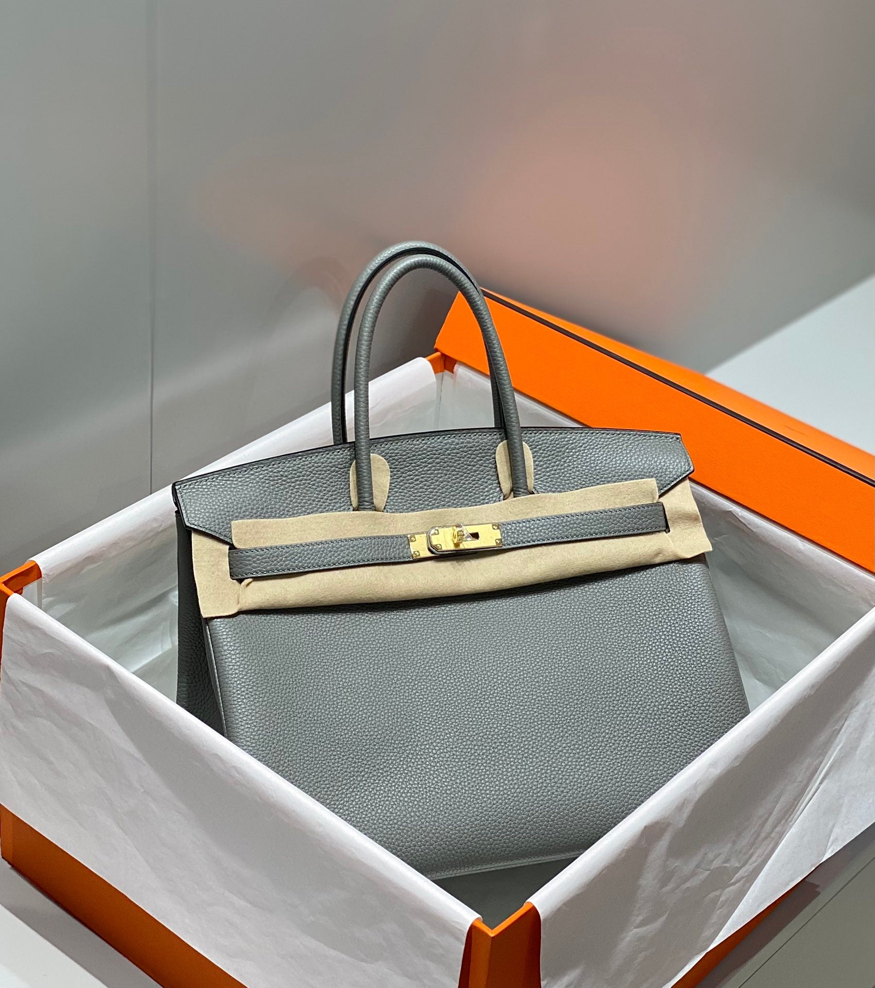 Hermes Birkin 35Cm Medium Grey Togo Leather Gold Hardware