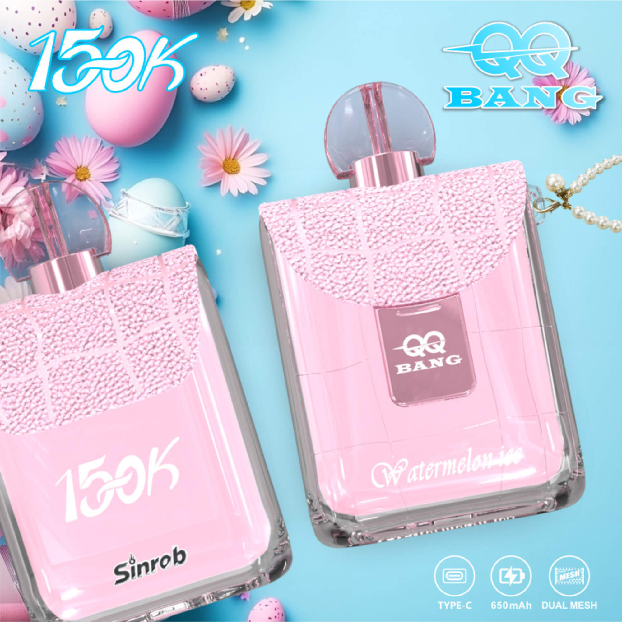 QQ BANG 150K Puffs Prefilled Hookah Vape |  Rechargeable