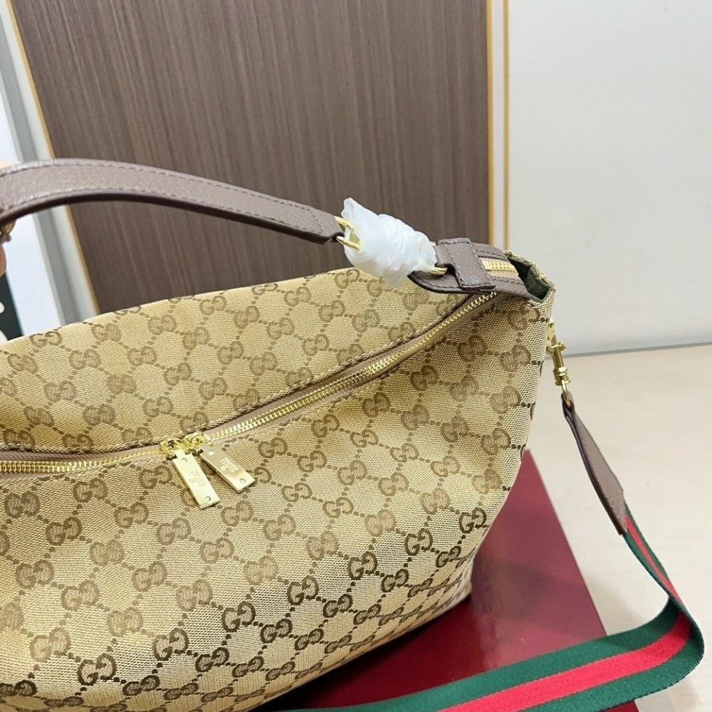 Gucci Brera Medium Crossbody Bag Sand And Dark Brown 33Cm 866938 FAFV9 9653