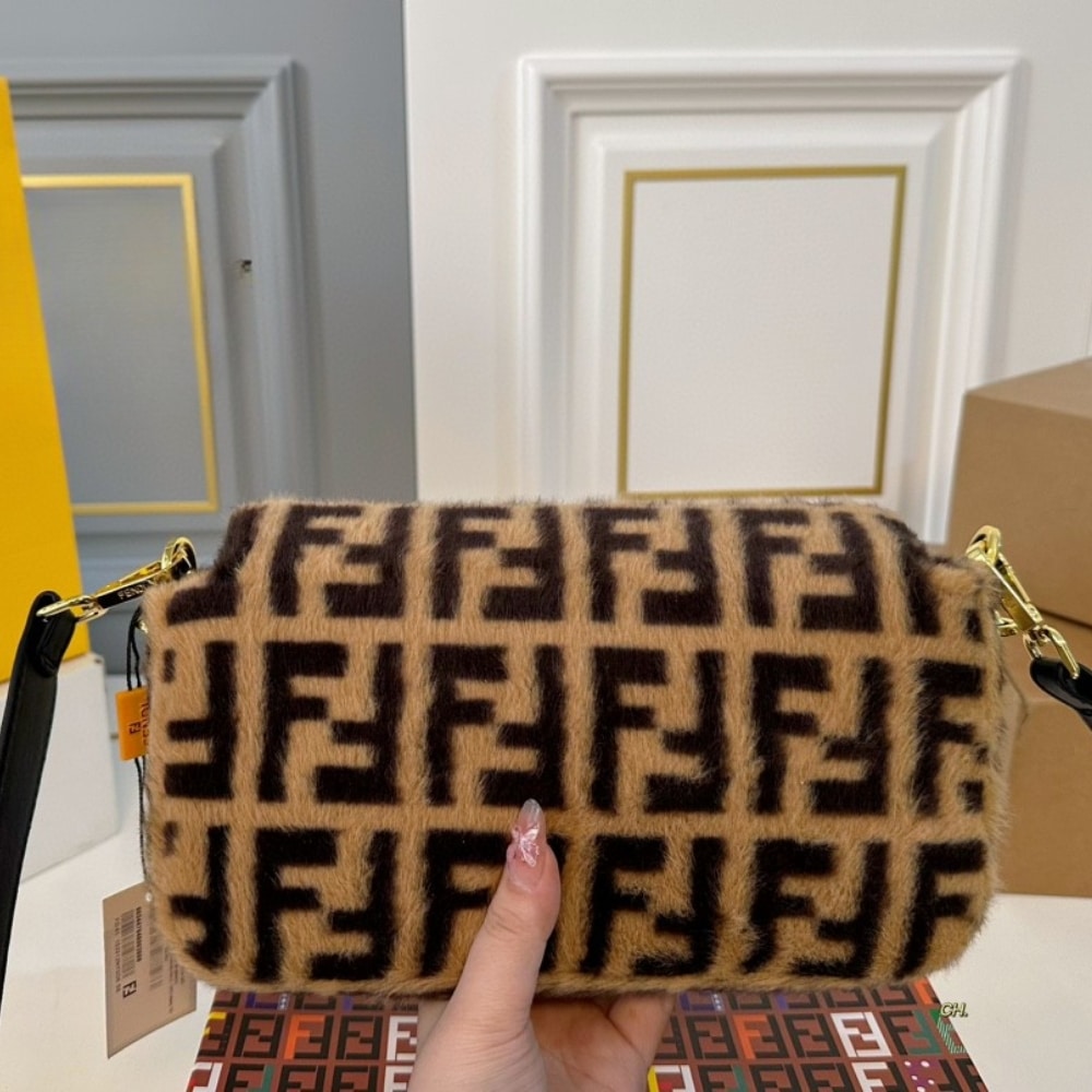 Fendi Baguette Sheepskin Bag Brown 26Cm