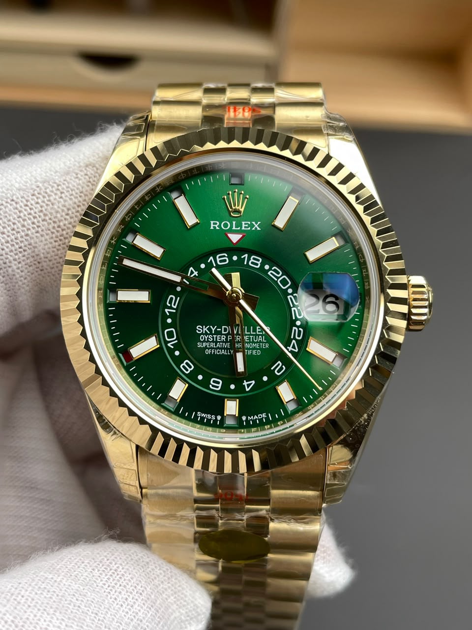 [Superclone] Rolex Oyster Sky-Dweller 42 mm Yellow Gold 336938 Green Dial