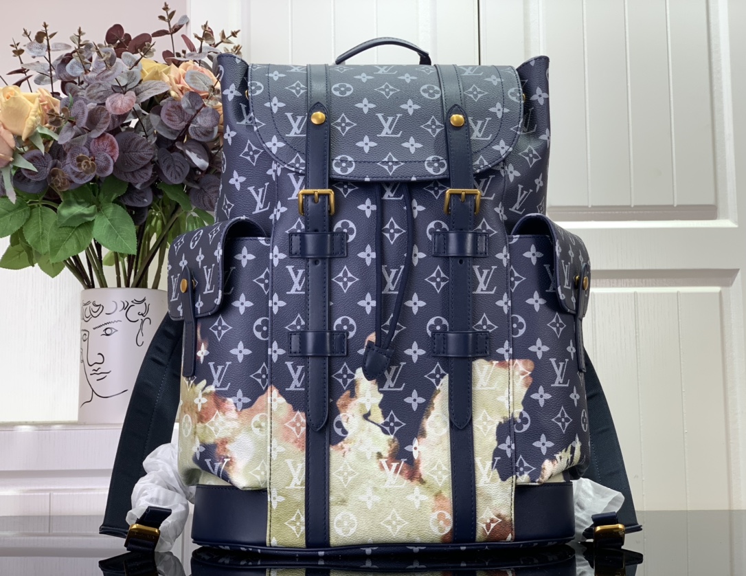 Louis Vuitton Christopher Pm Backpack Blue 48Cm For Men