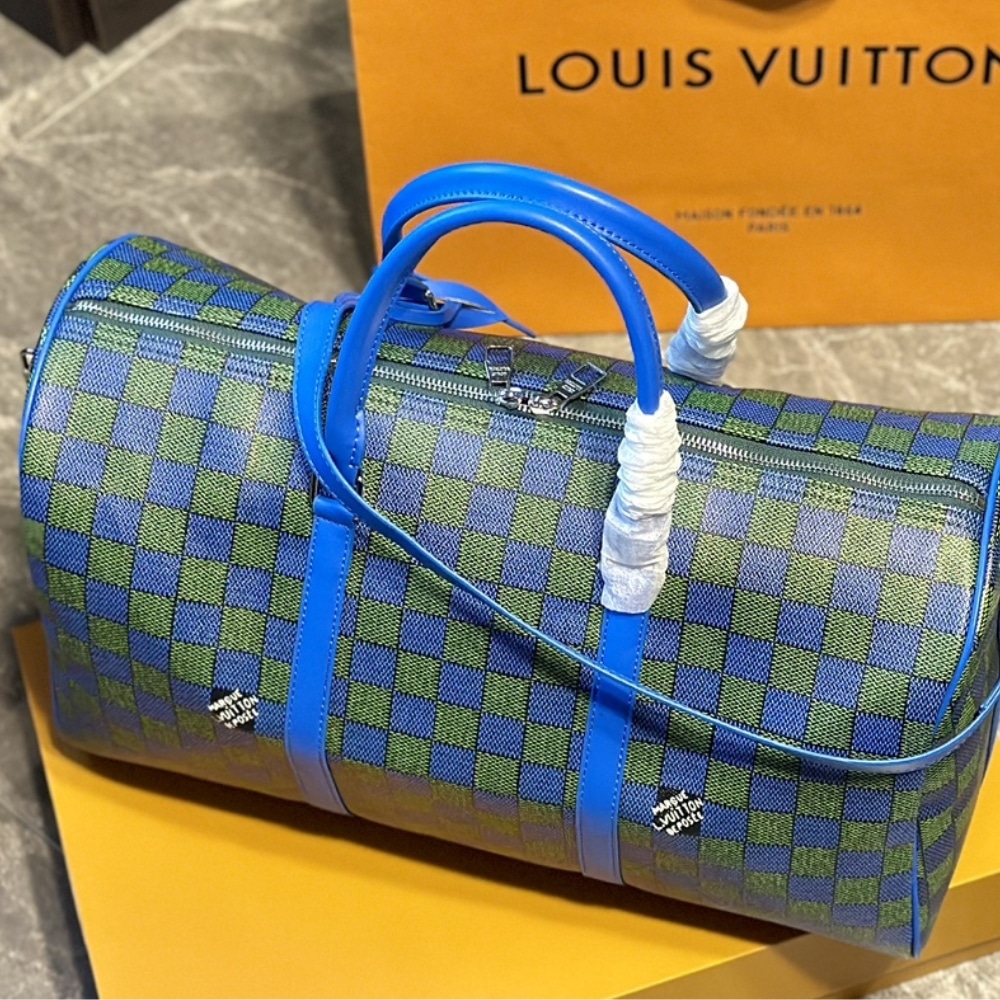 Louis Vuitton Keepall Bandoulière Blue Green 45cm