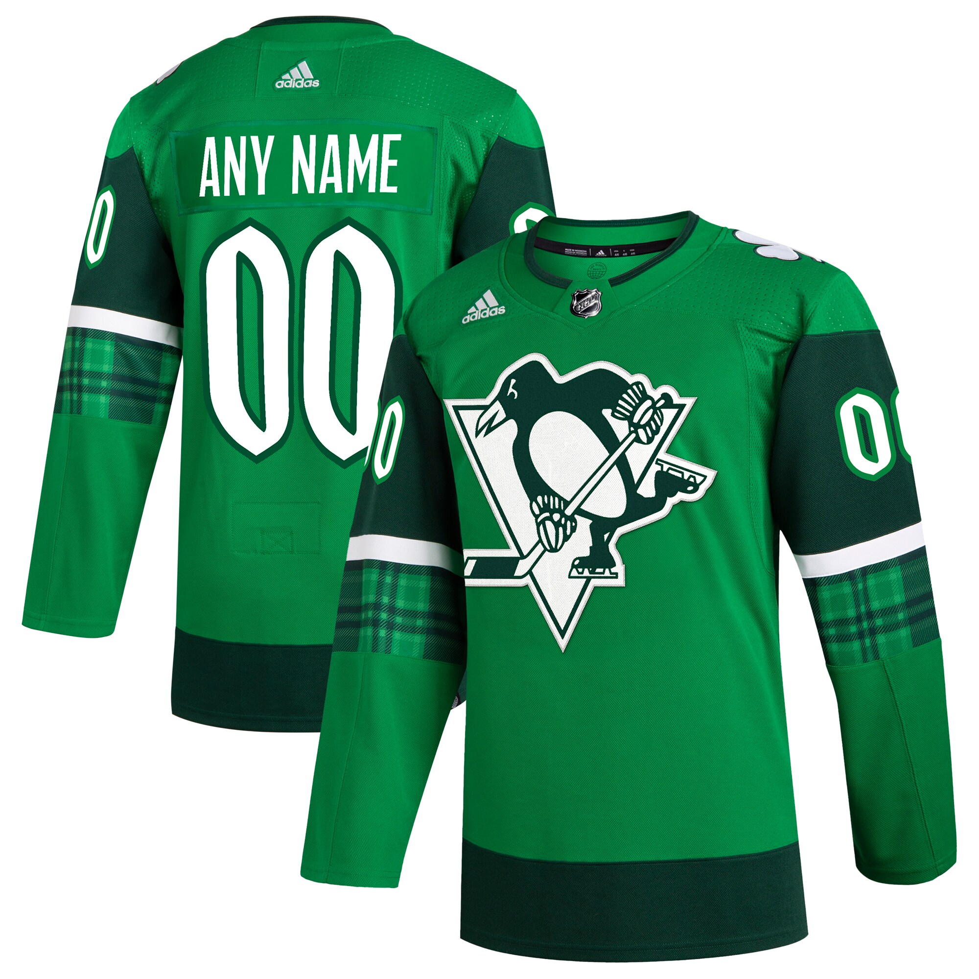 Pittsburgh Penguins adidas St. Patrick’s Day Authentic Custom Jersey – Kelly Green