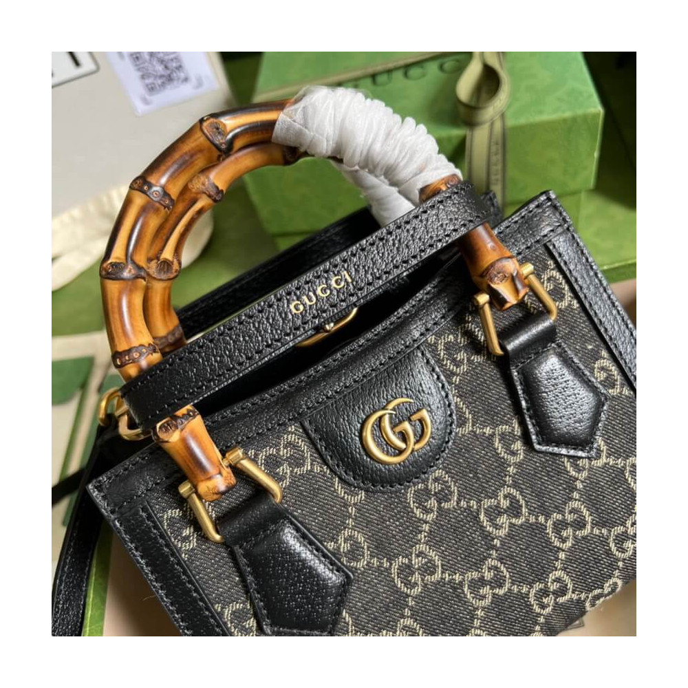 Gucci Diana Mini Tote Bag in Black Denim