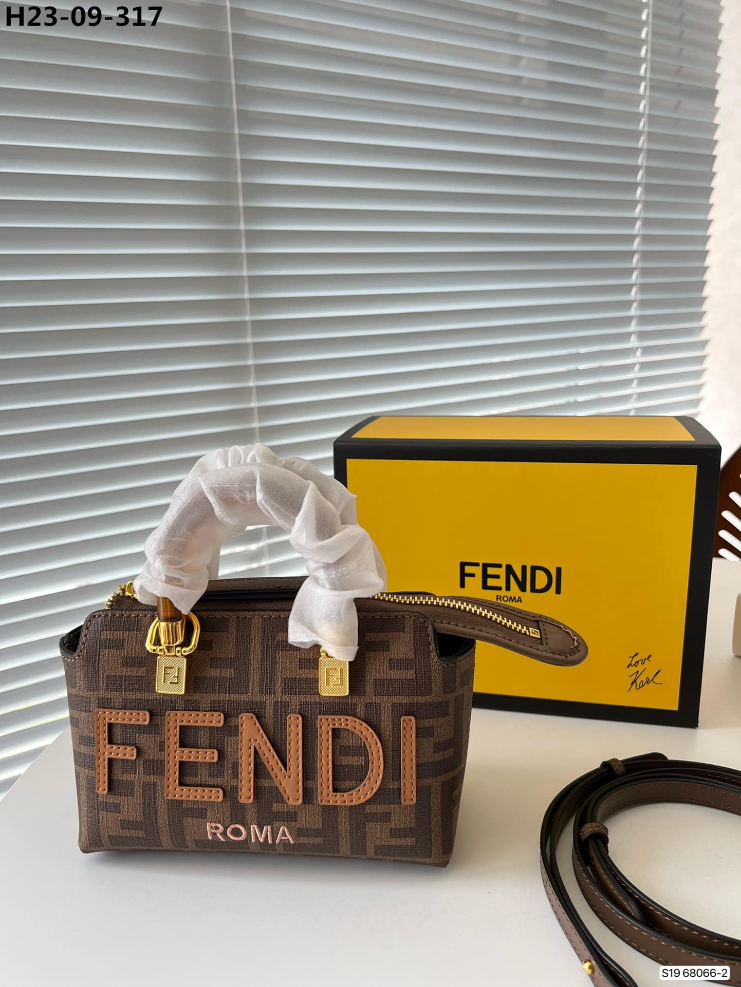Fendi By The Way Small Ff Fabric Boston Bag Brown 17Cm 8Bs067Anx0F1Lmn