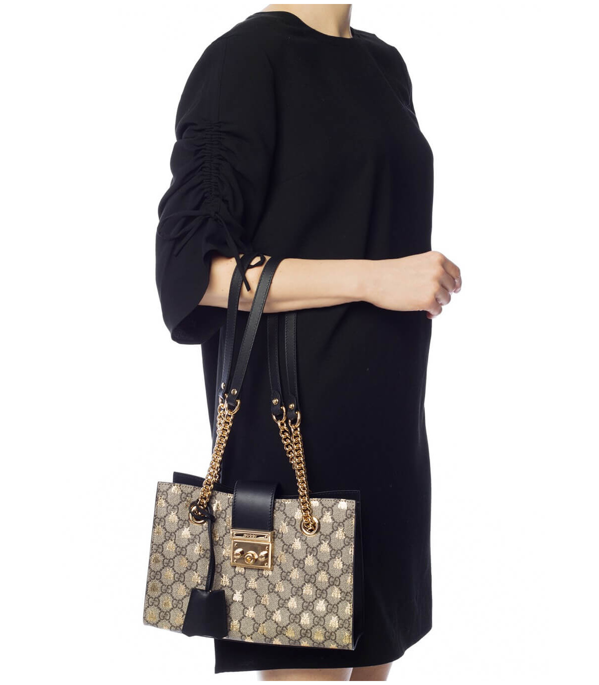 Gucci Padlock Small GG Bees Shoulder Bag