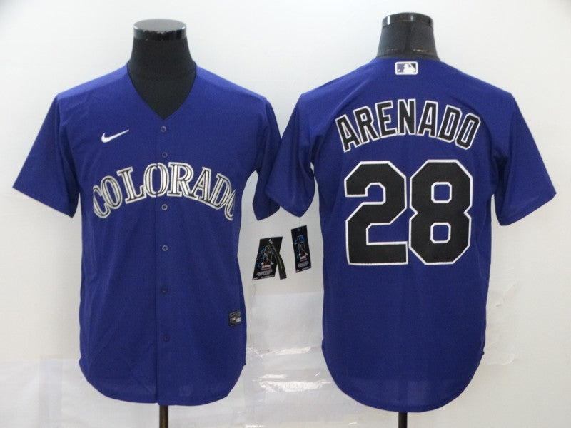 Men's Colorado Rockies Nolan Arenado #28 Purple Replica Baseball Jersey