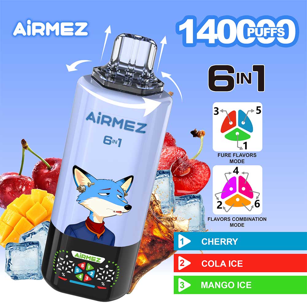 AIRMEX 140K 6w1 – Jednorazowy e-papieros, 140 000 zaciągnięć, ładowanie USB-C