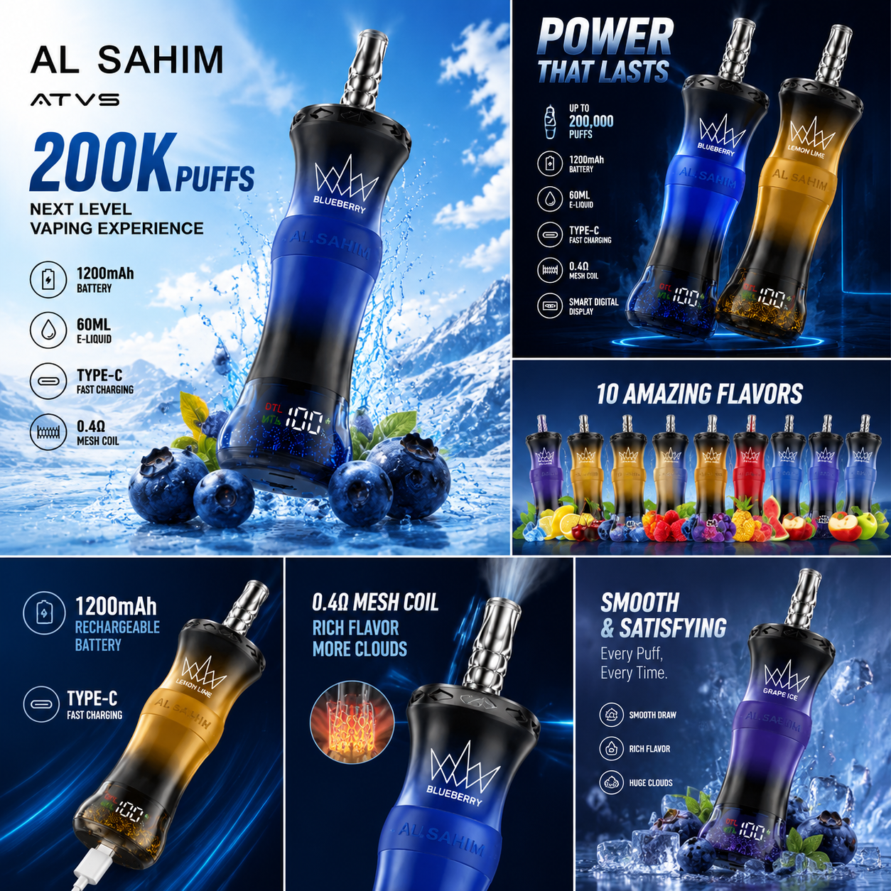 【New Arrive】Al Fakher ATVS 200K PUFFS Disposable Vape