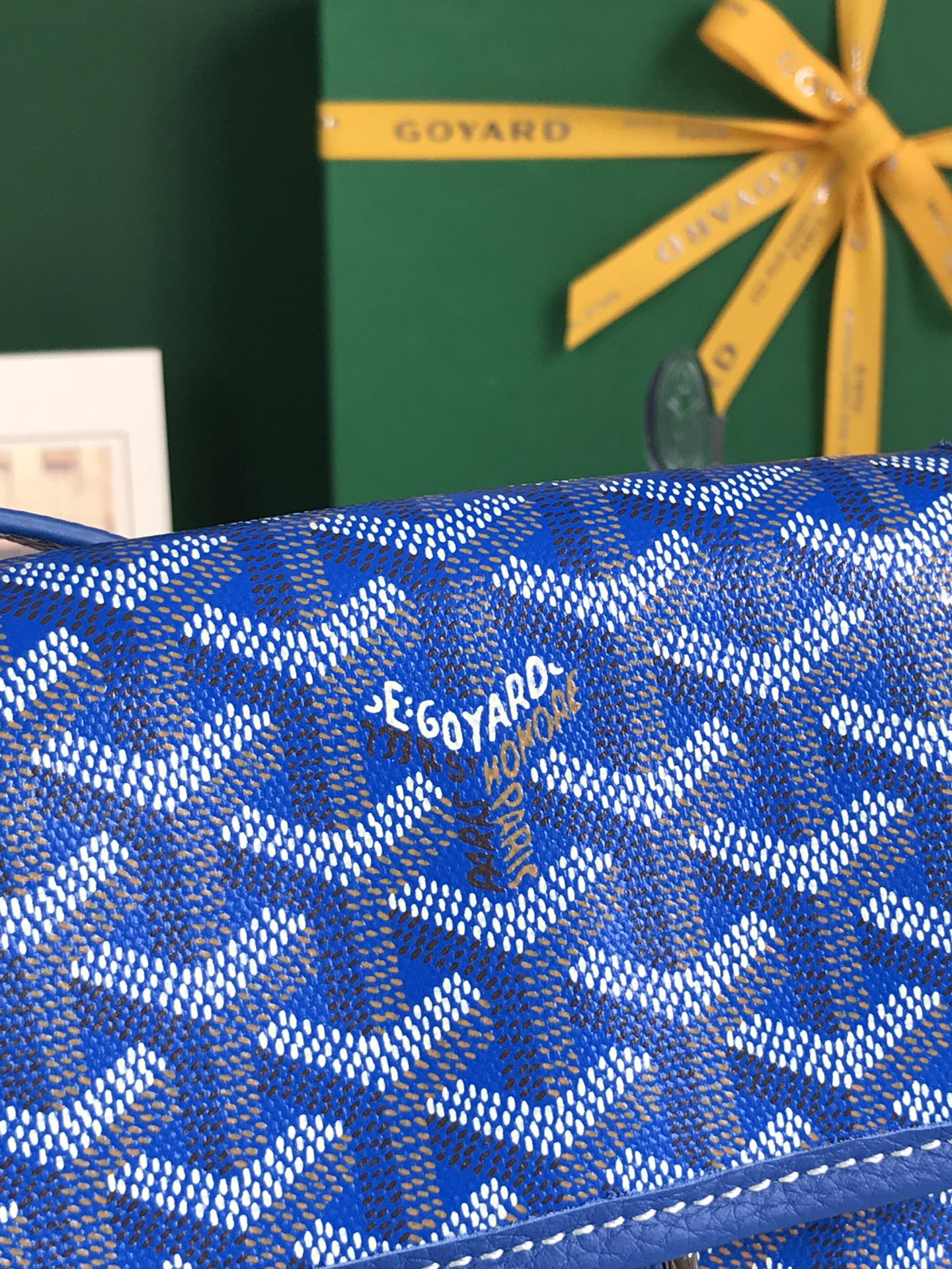 Goyard Grand Bleu 16cm Sapphire Blue Goyardine Canvas And Lambskin