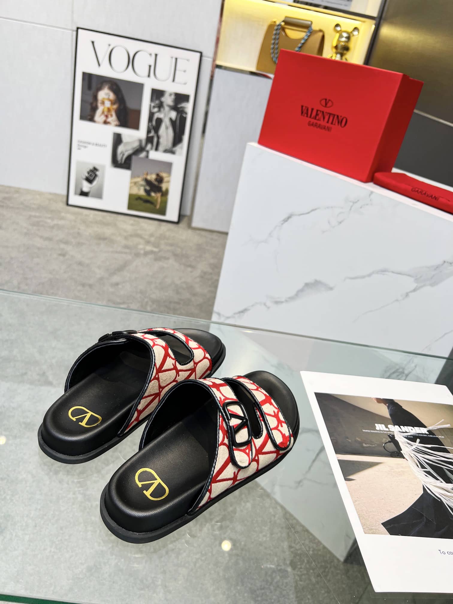 Valentino Garavani VLogo Toile Iconographe Sandal Red