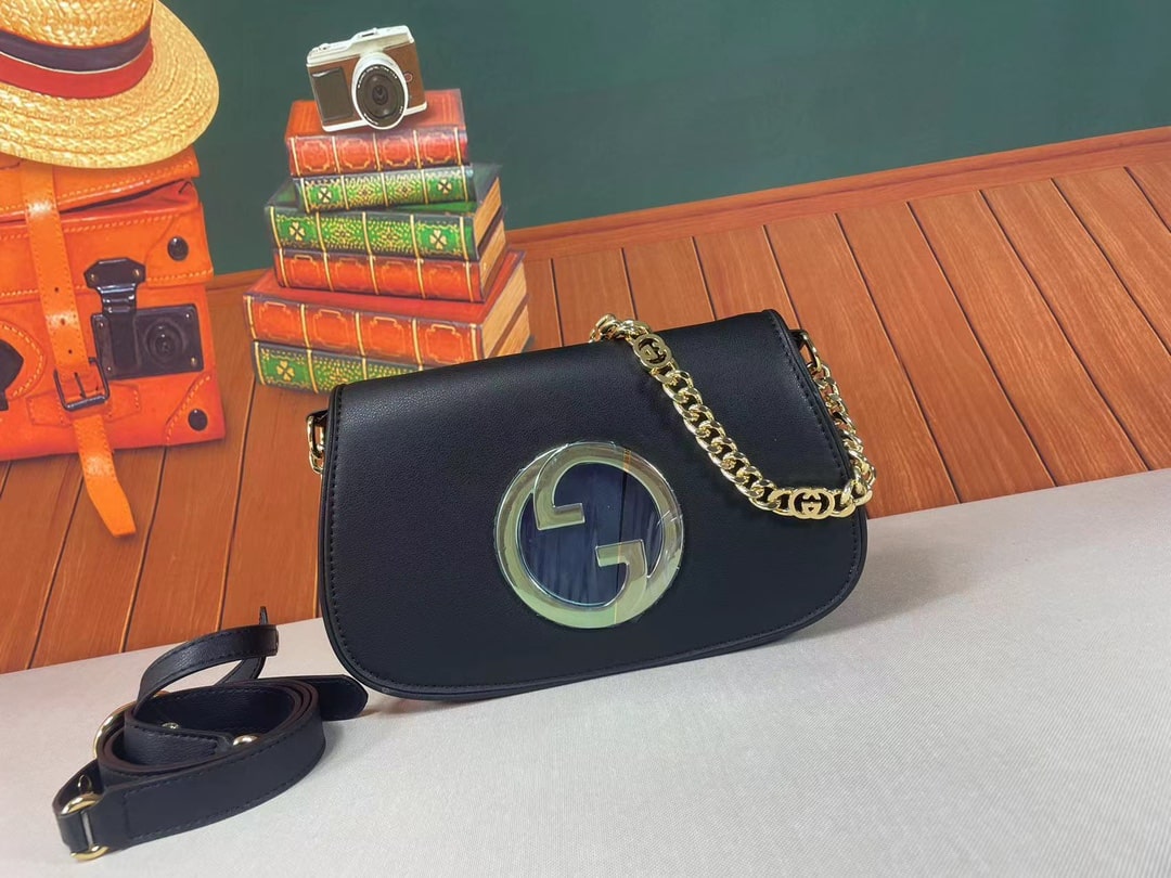 Gucci Blondie Shoulder Bag Black Leather 28Cm 699268 Uxx0G 1000