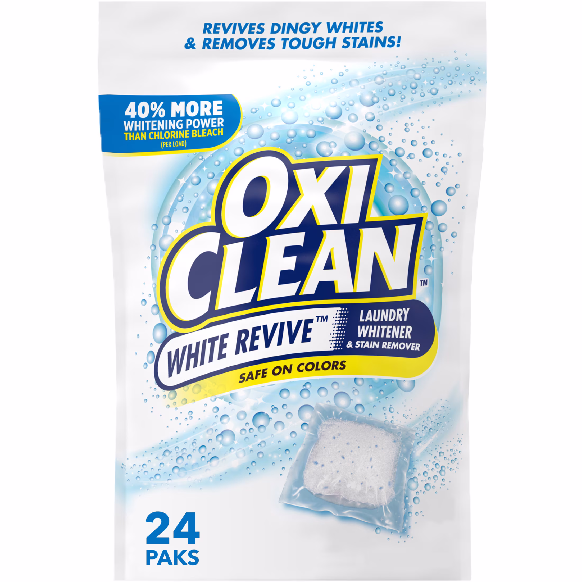 (3 pack) OxiClean White Revive Laundry Whitener and Laundry Stain Remover Power Paks, 24 Count