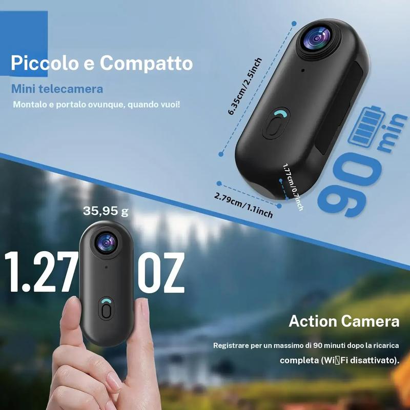 Mini Action Camera, 64GB Memory Card Included, 1080P Full HD Video Quality, Waterproof Design, Perfect for Sports & Daily Use