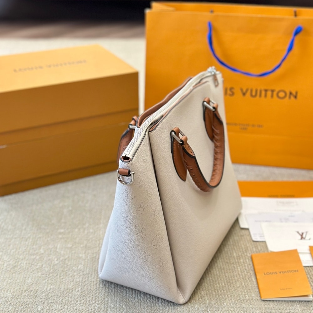 Louis Vuitton Mahina Leather Haumea Bag White 30Cm