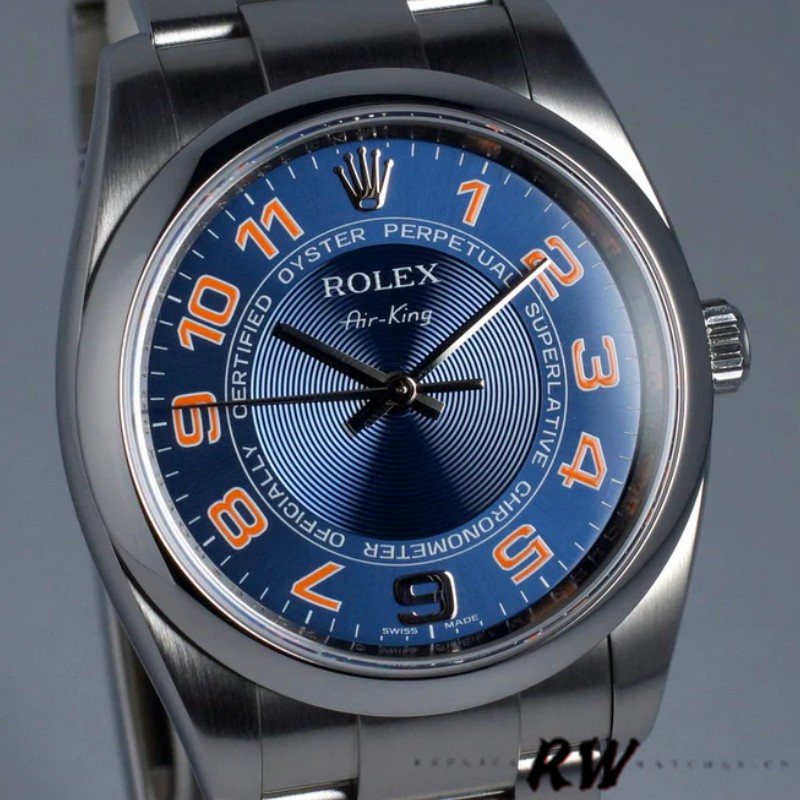 【Super Clone】Rolex Oyster Perpetual Air-King 114200 Concentric Blue Dial 34mm Unisex Replica watch