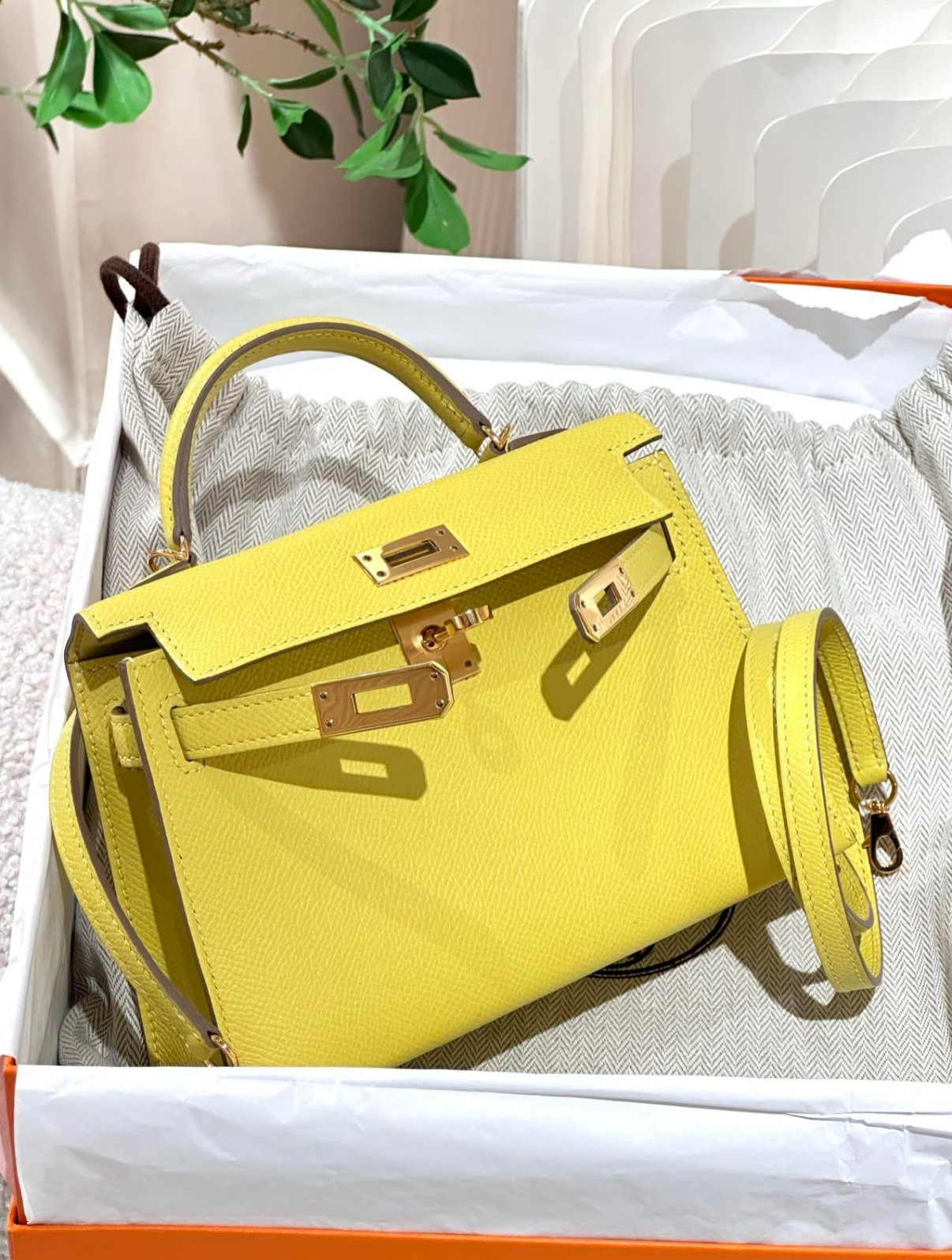 Kelly Mini 19 Candy Yellow Gold buckle EPSOM Custom