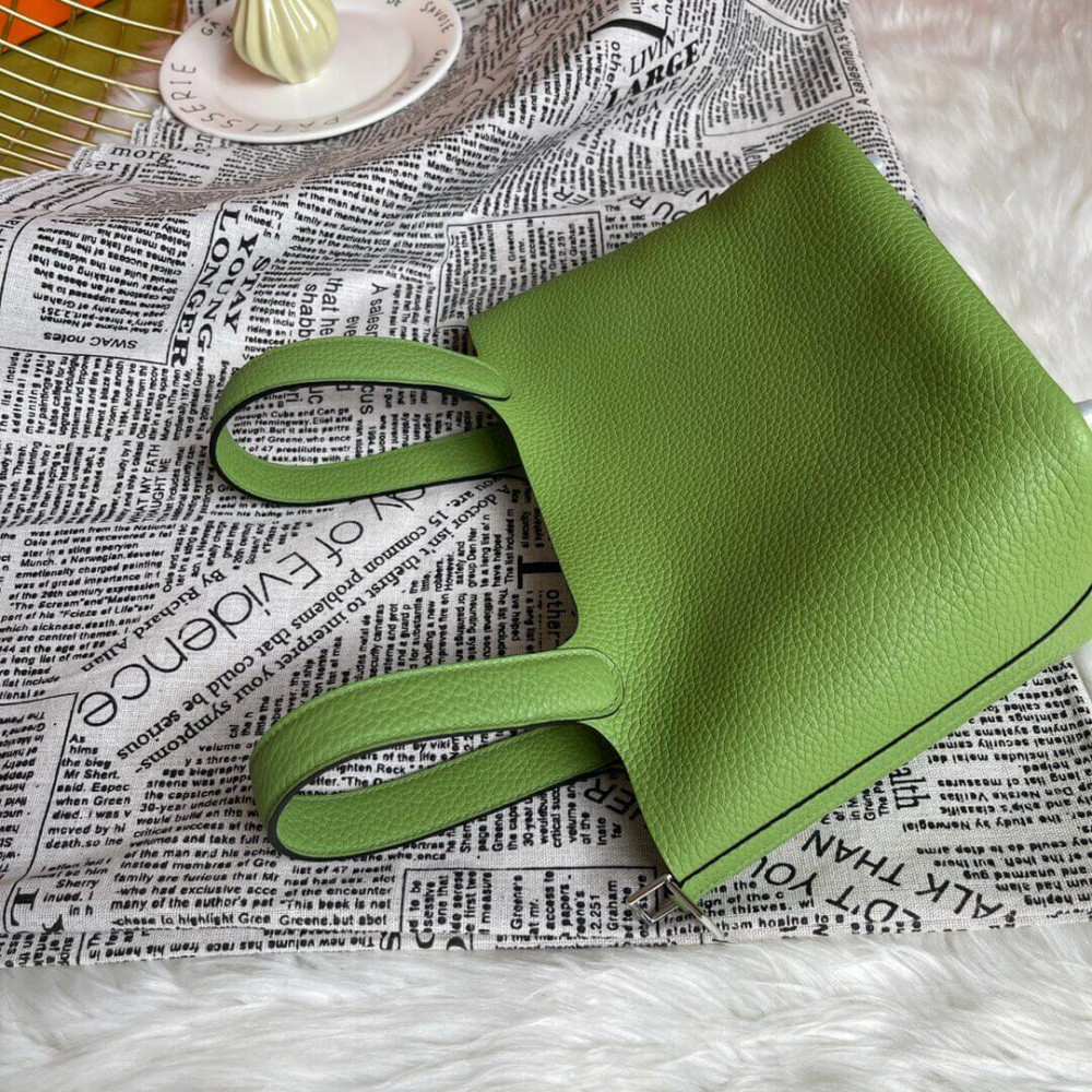 Hermes Picotin Lock Bag In Taurillon Clemence Vert Criquet 22Cm