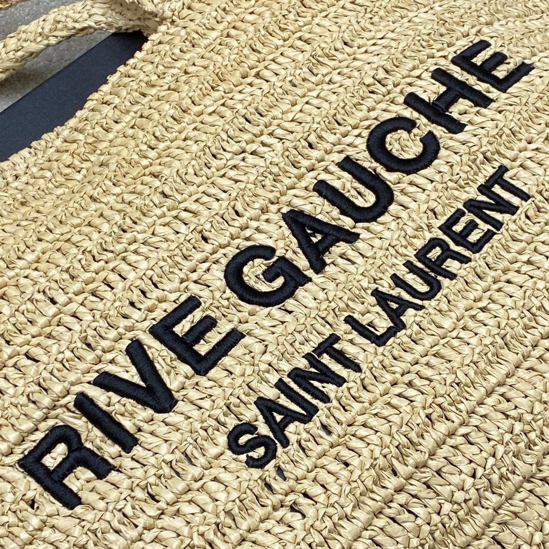 Saint Laurent Rive Gauche Supple Tote Bag In Raffia Crochet 38Cm