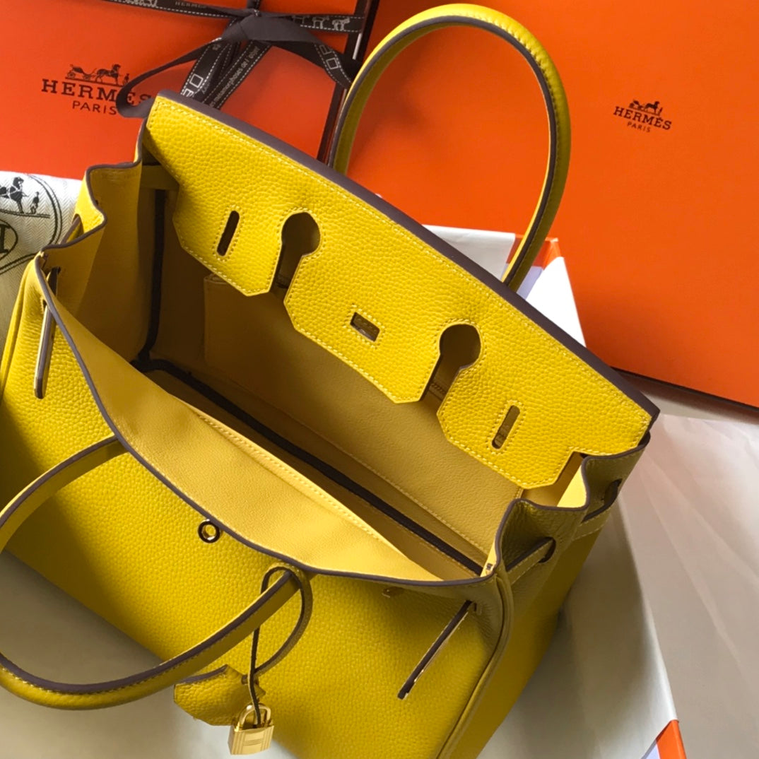 Hermes Birkin Amber Yellow Togo Leather Gold Hardware