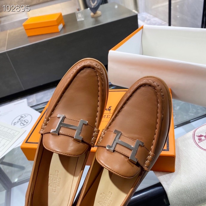 HERMES DAUPHINE 70 LOAFER BROWN