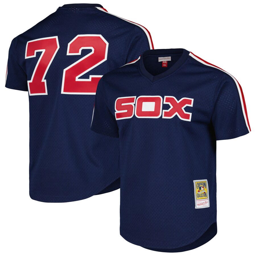 Carlton Fisk Chicago White Sox Mitchell&Ness 1983 Cooperstown Collection Mesh Batting Practice Jersey Navy