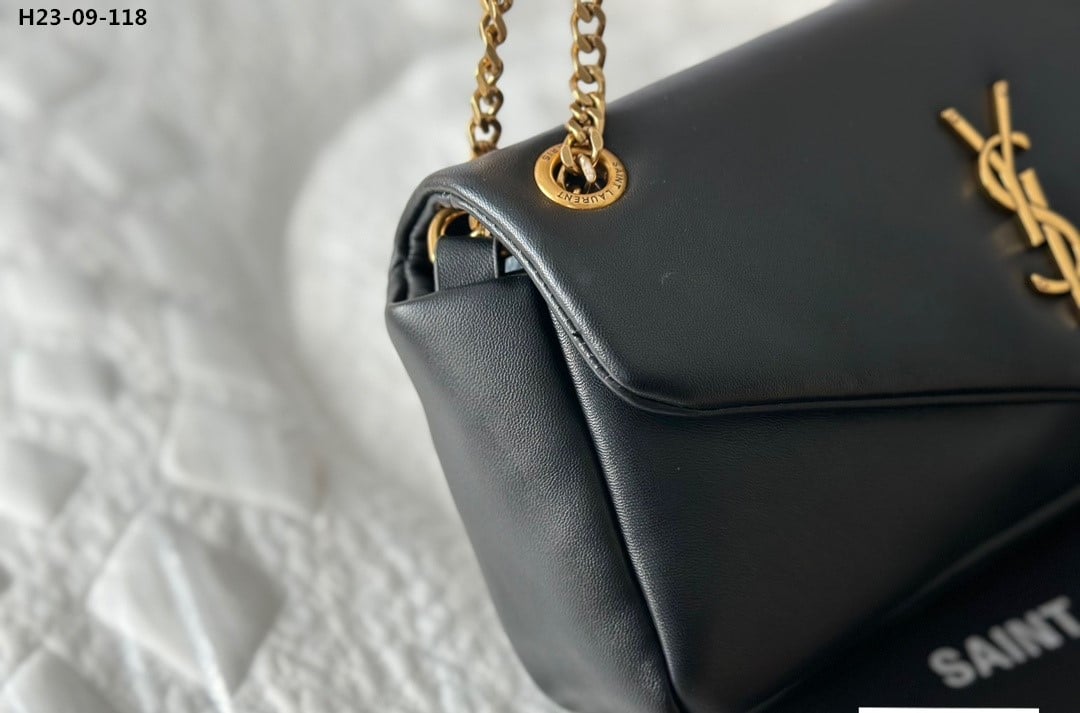 Saint Laurent Calypso Padded Leather Shoulder Bag Black 25Cm